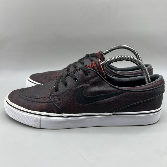 Nike Zoom Air Stefan Janoski Sneakers Men Size 9.5 Red Black Leather Skate Shoes - Picture 3 of 8